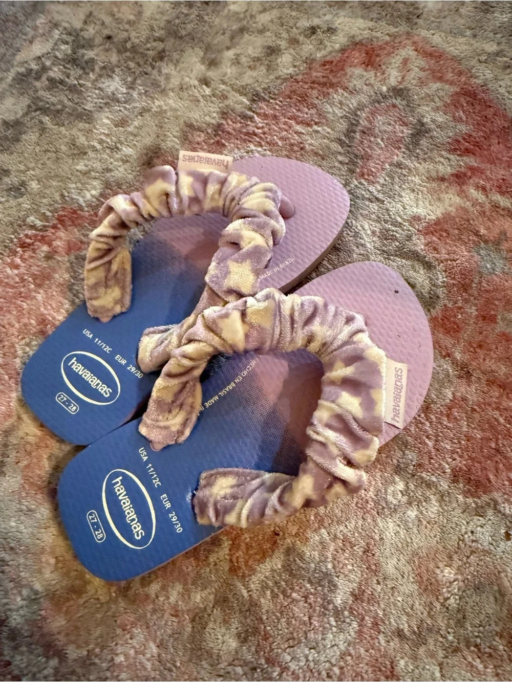 Havaianas fluffy purple flip flops size 11